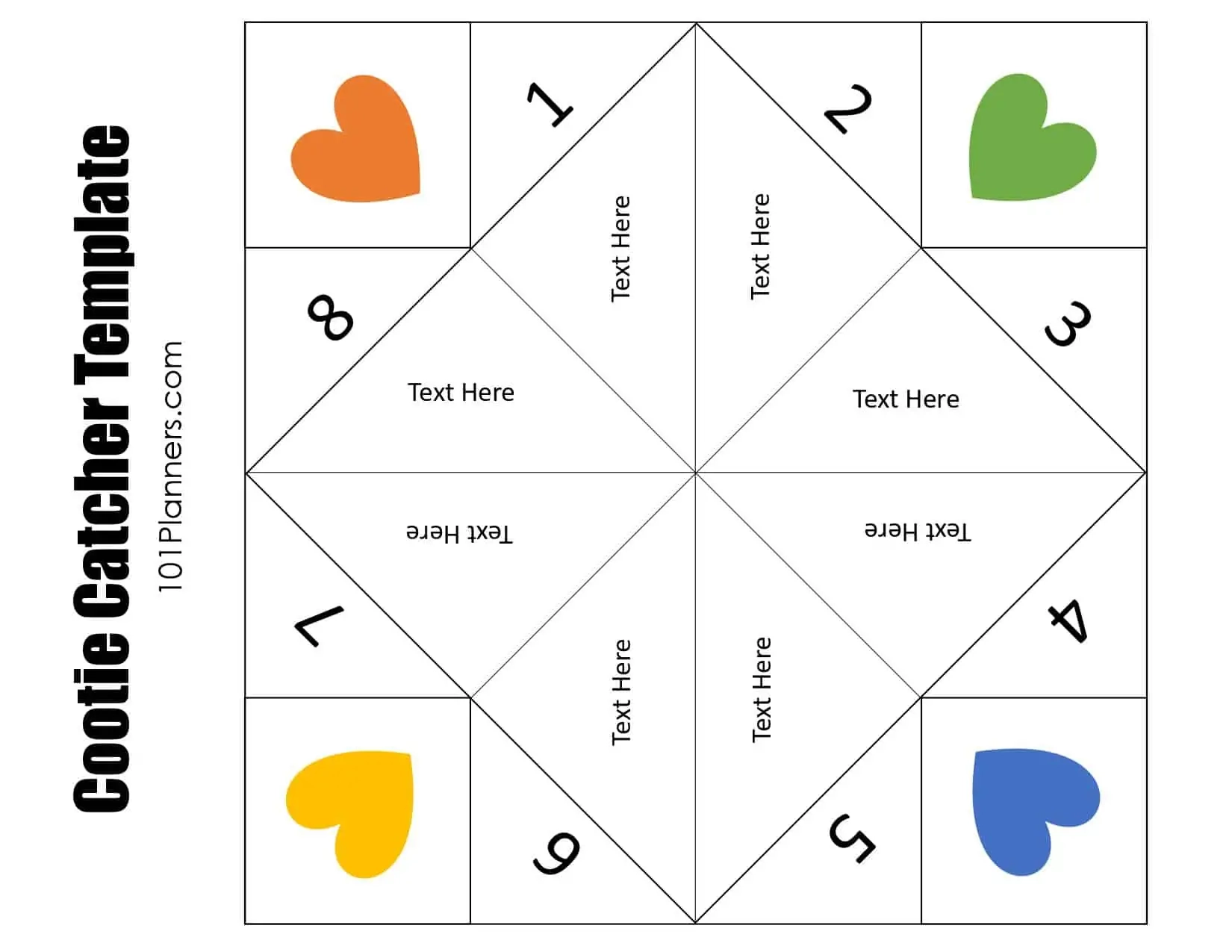 FREE Printable And Typeable Cootie Catcher Template Worksheets 