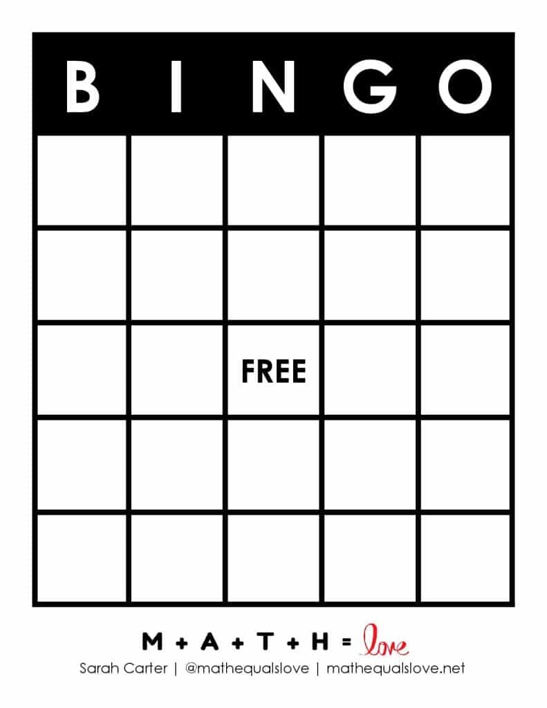 Bingo Math Printable Blank