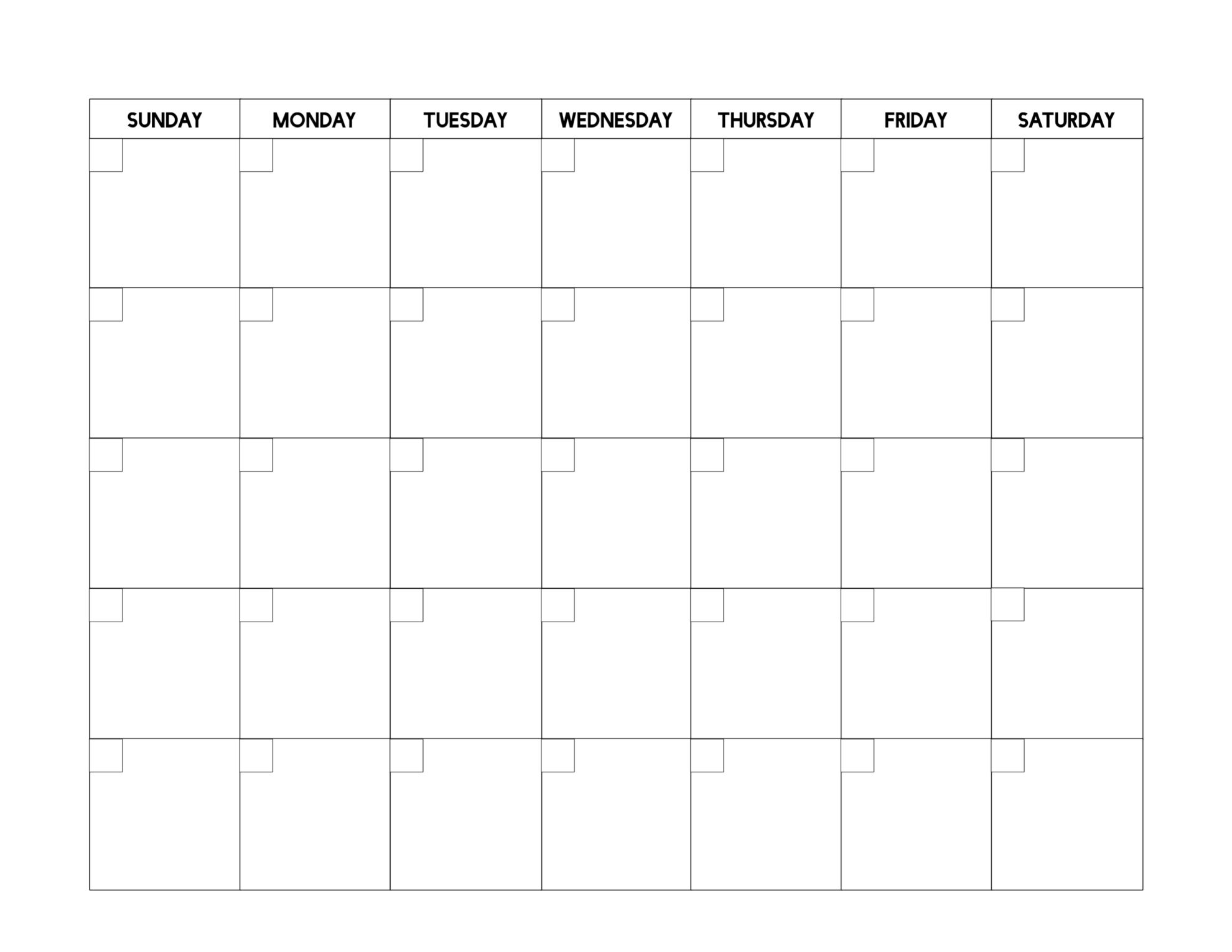 Blank Printable Calendars Free