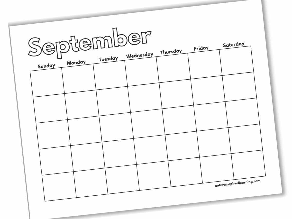 Blank Monthly Calendar Printable Child
