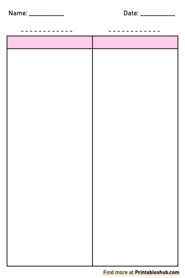 Free Printable Blank Comparison Chart Template PDF
