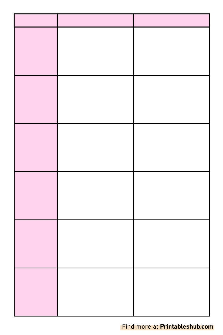 Blank Chart Templates Printable
