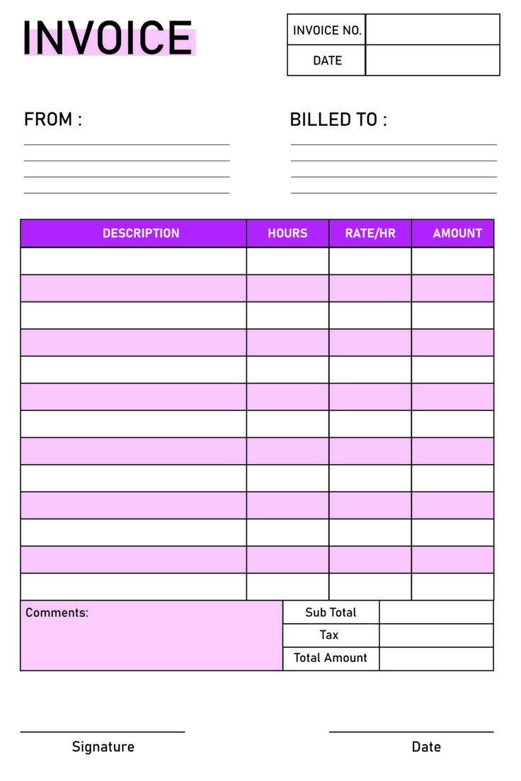 Printable Blank Invoice Form
