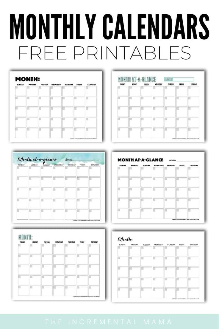 Printable Blank Calendar 5x7