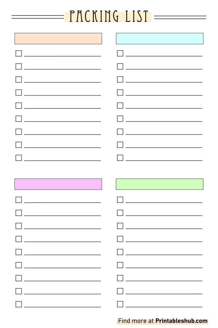 Free Printable Blank Packing List