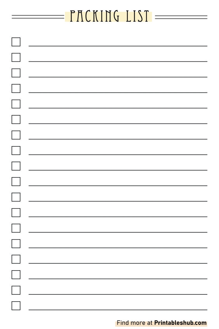 Blank List Template Printable