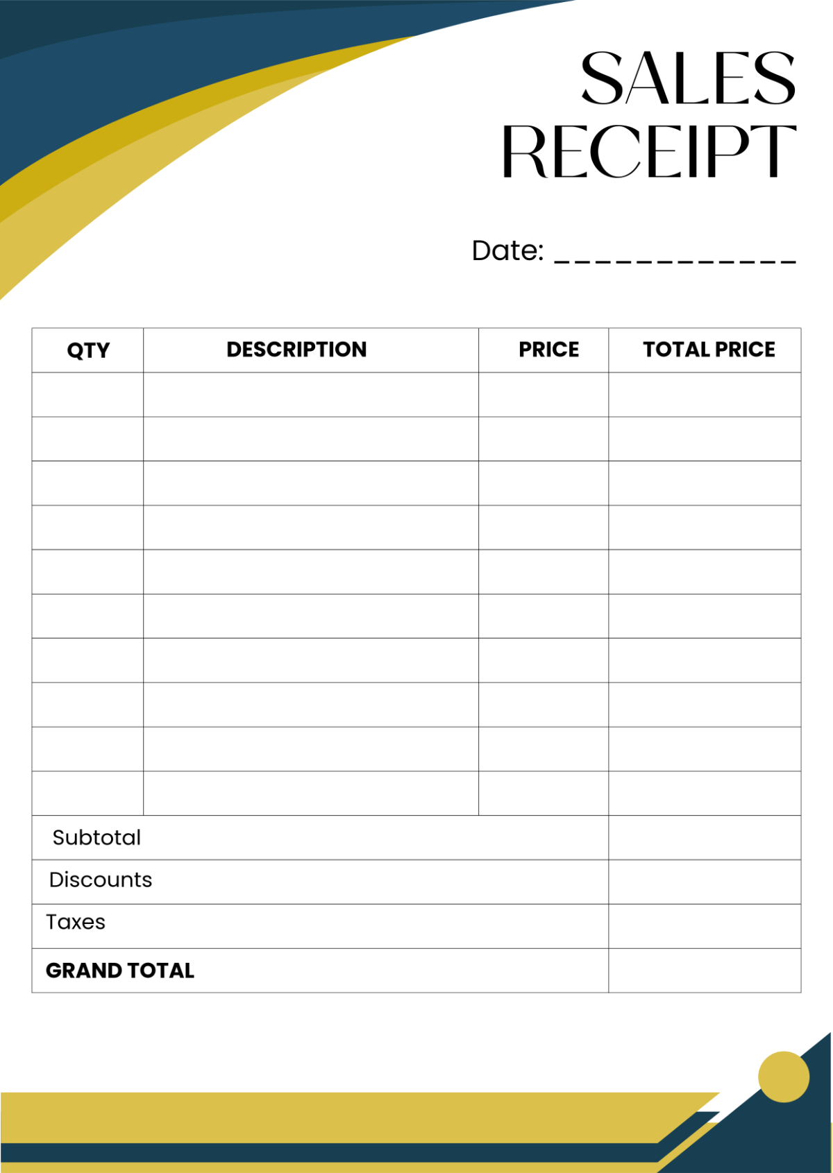 Free Printable Blank Sales Receipt