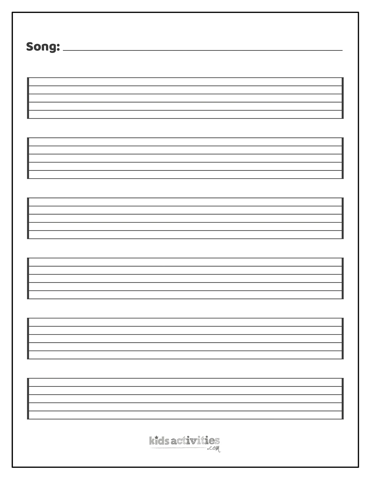 Sheet Music Printable Blank