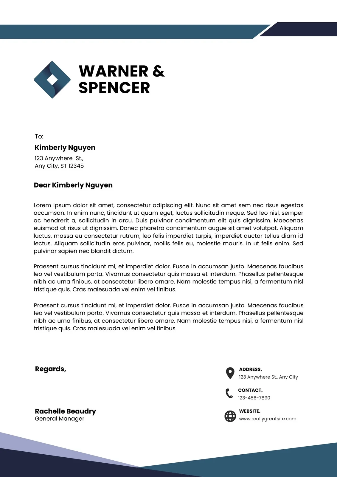 Printable Blank Business Letter Template