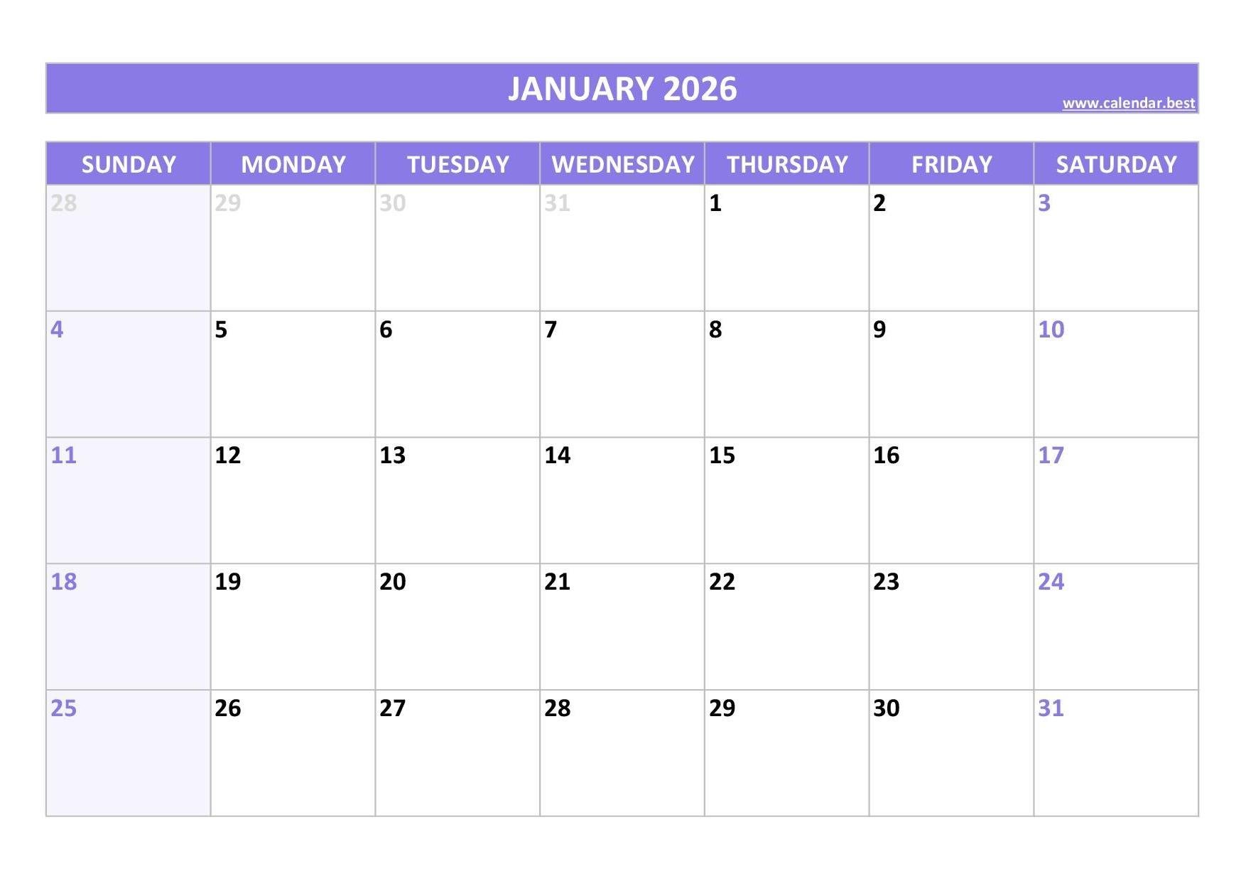Best Printable Blank Calendar