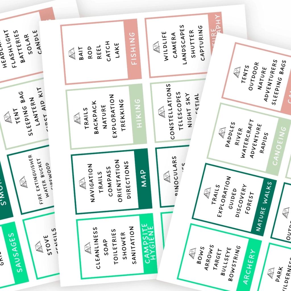 Free Printable Camping Taboo Game Cards Fun Camping Game The 