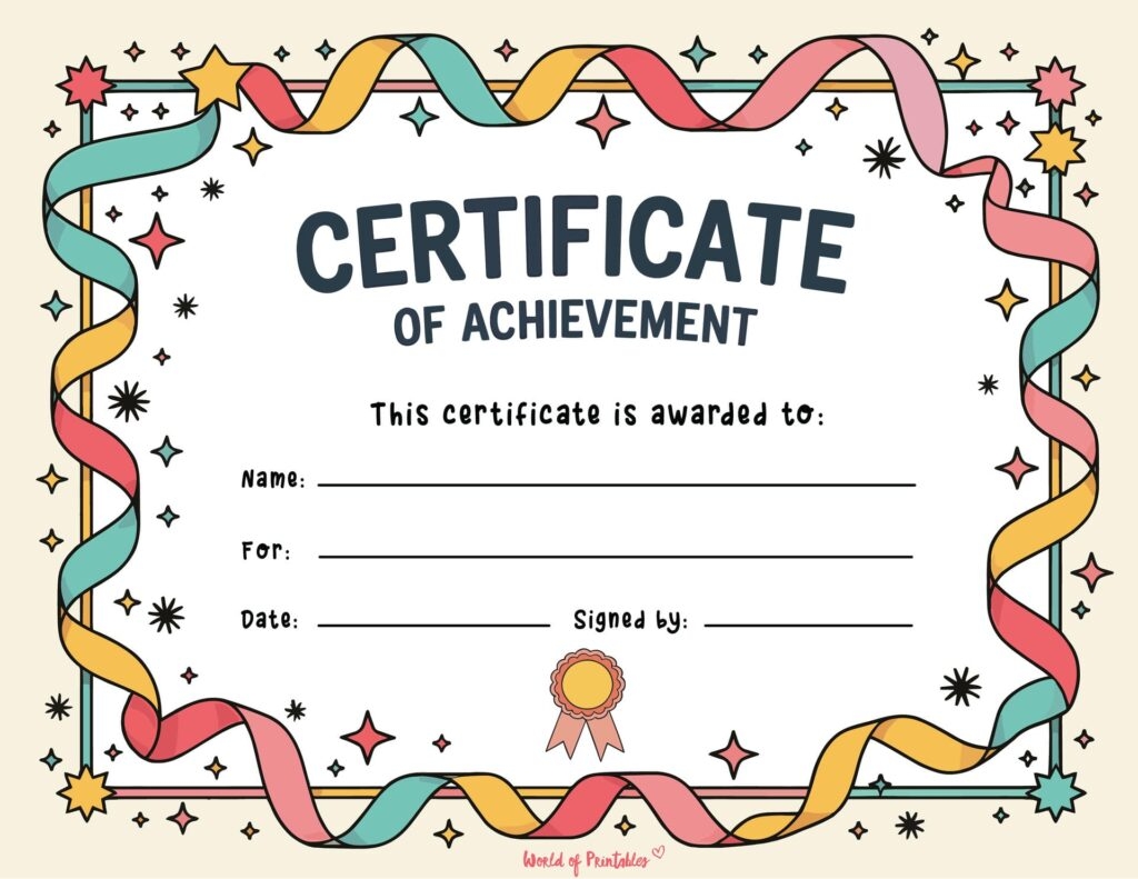 Free Printable Certificate Of Achievement Templates For Kids 