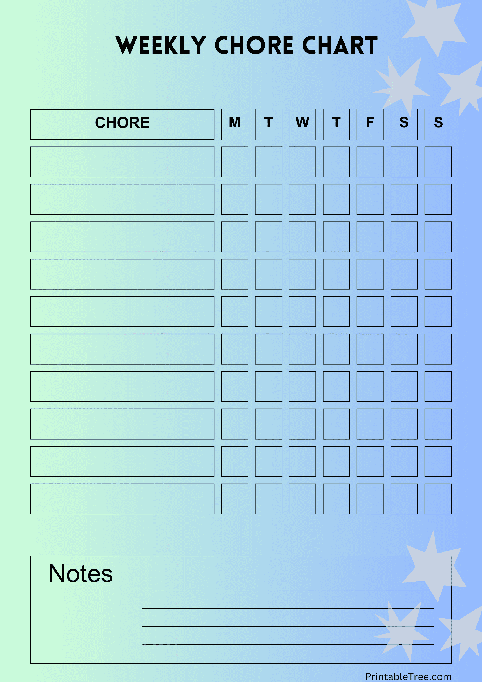 Free Printable Blank Chore Chart