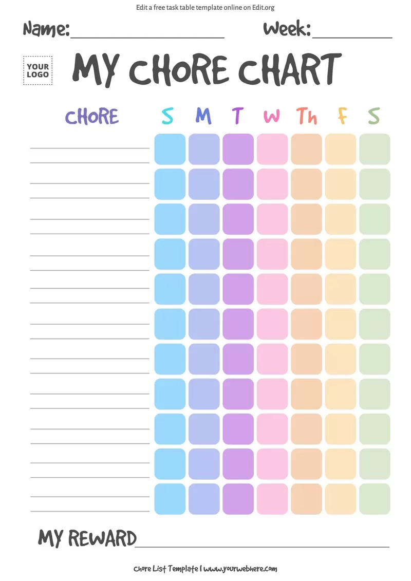 Printable Blank Chorelist