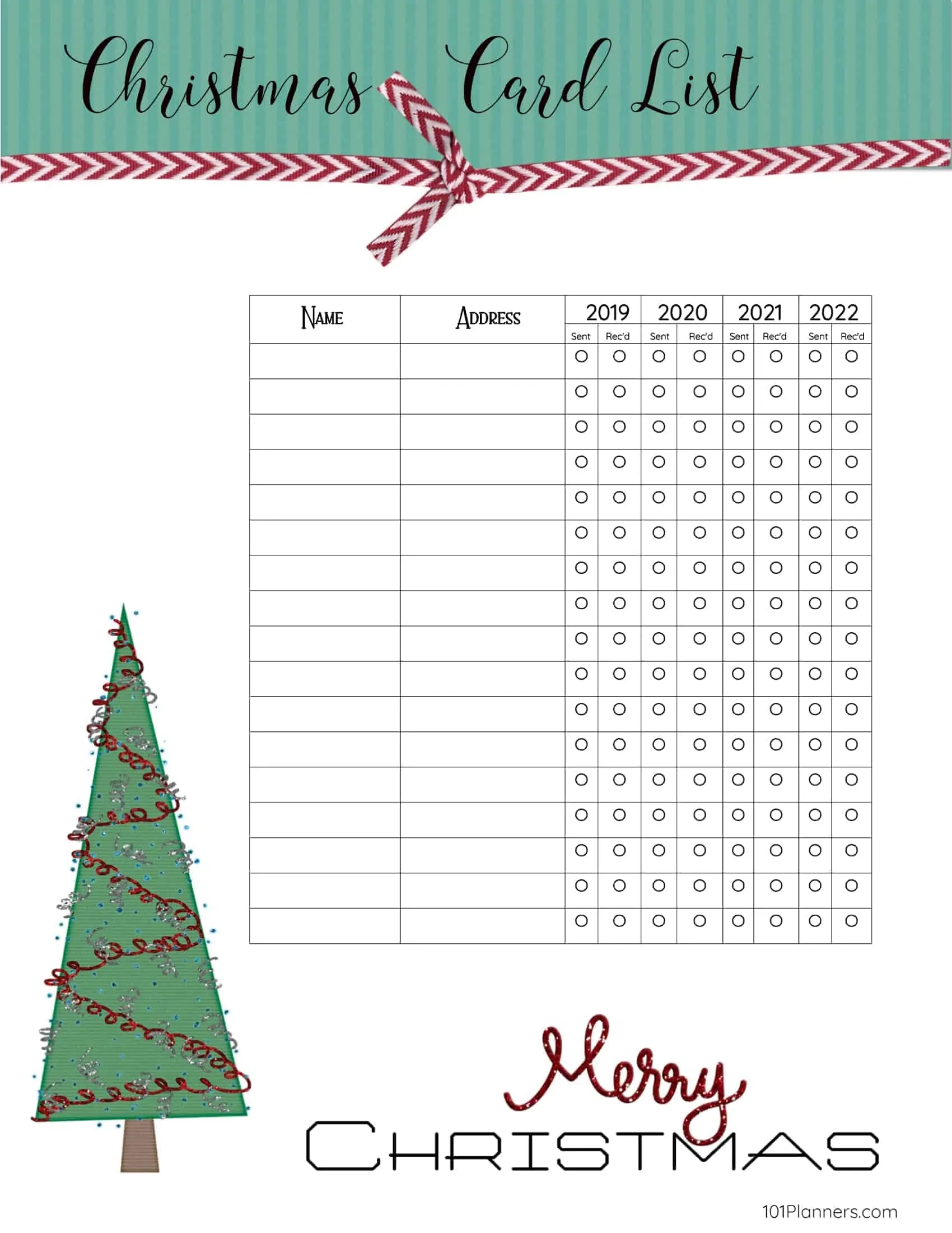 FREE Printable Christmas Gift List Template