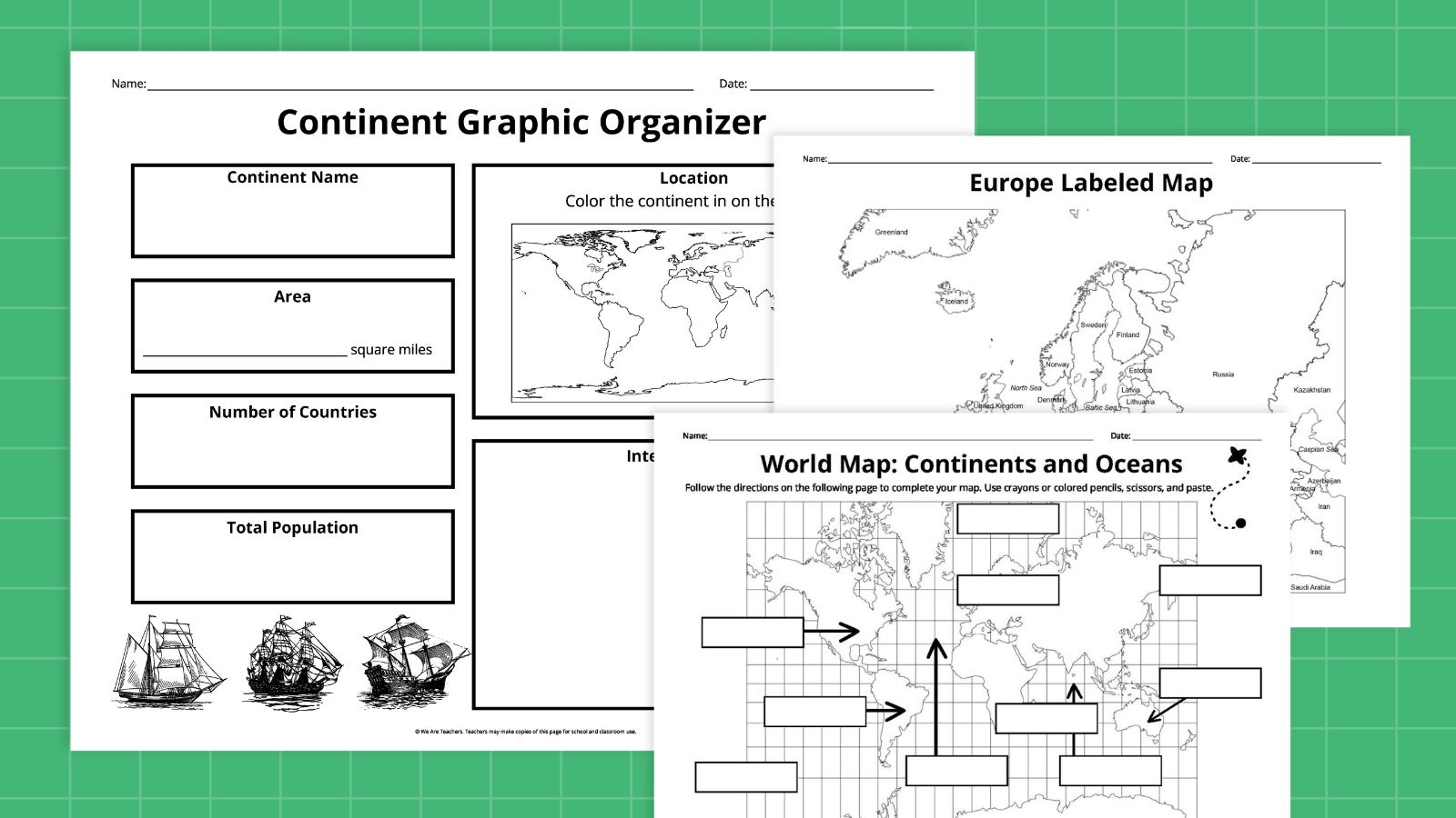 Blank Continent And Ocean Printable