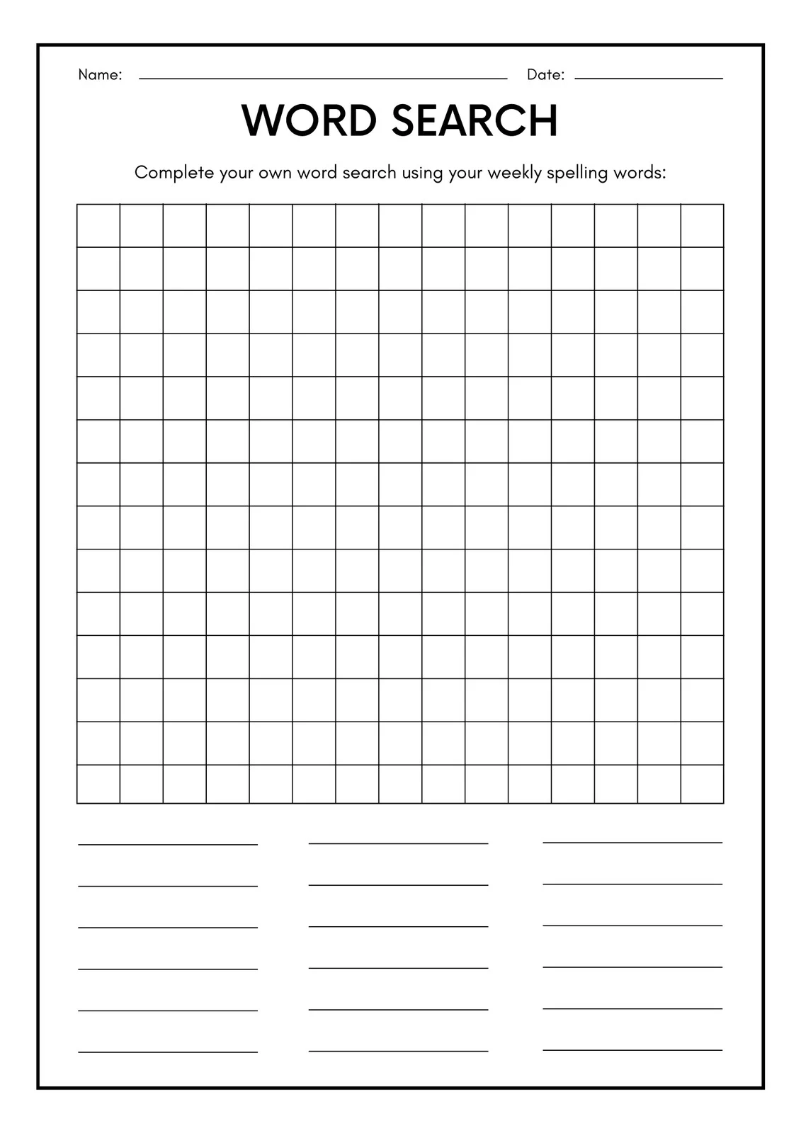 Free Printable Vocabulary Blank Worksheets