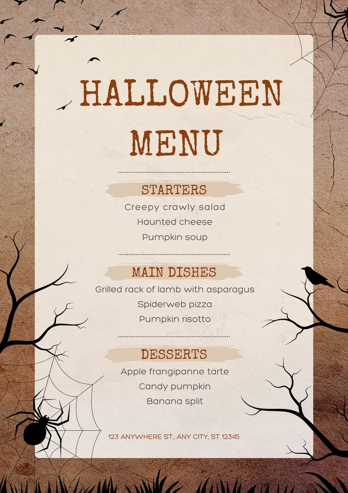 Free Printable Customizable Halloween Menu Templates Canva