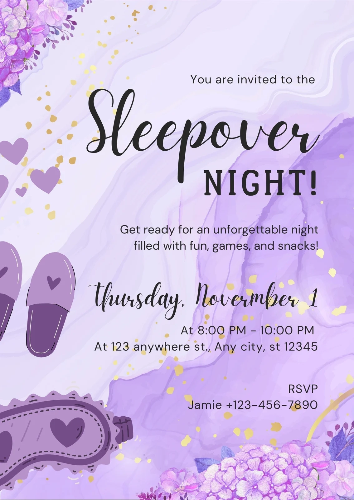 Printable Blank Sleepover Invitation Template