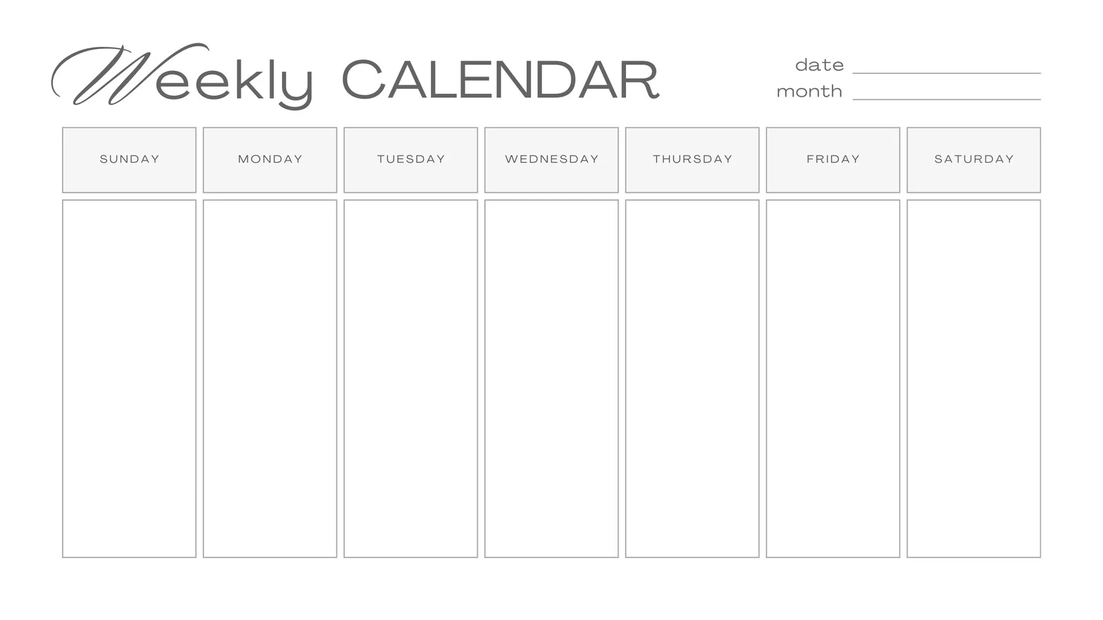 Printable Blank Weekly Chart