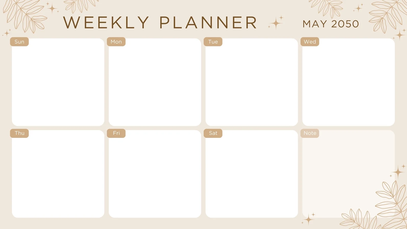 Blank Weekly Printable Calender