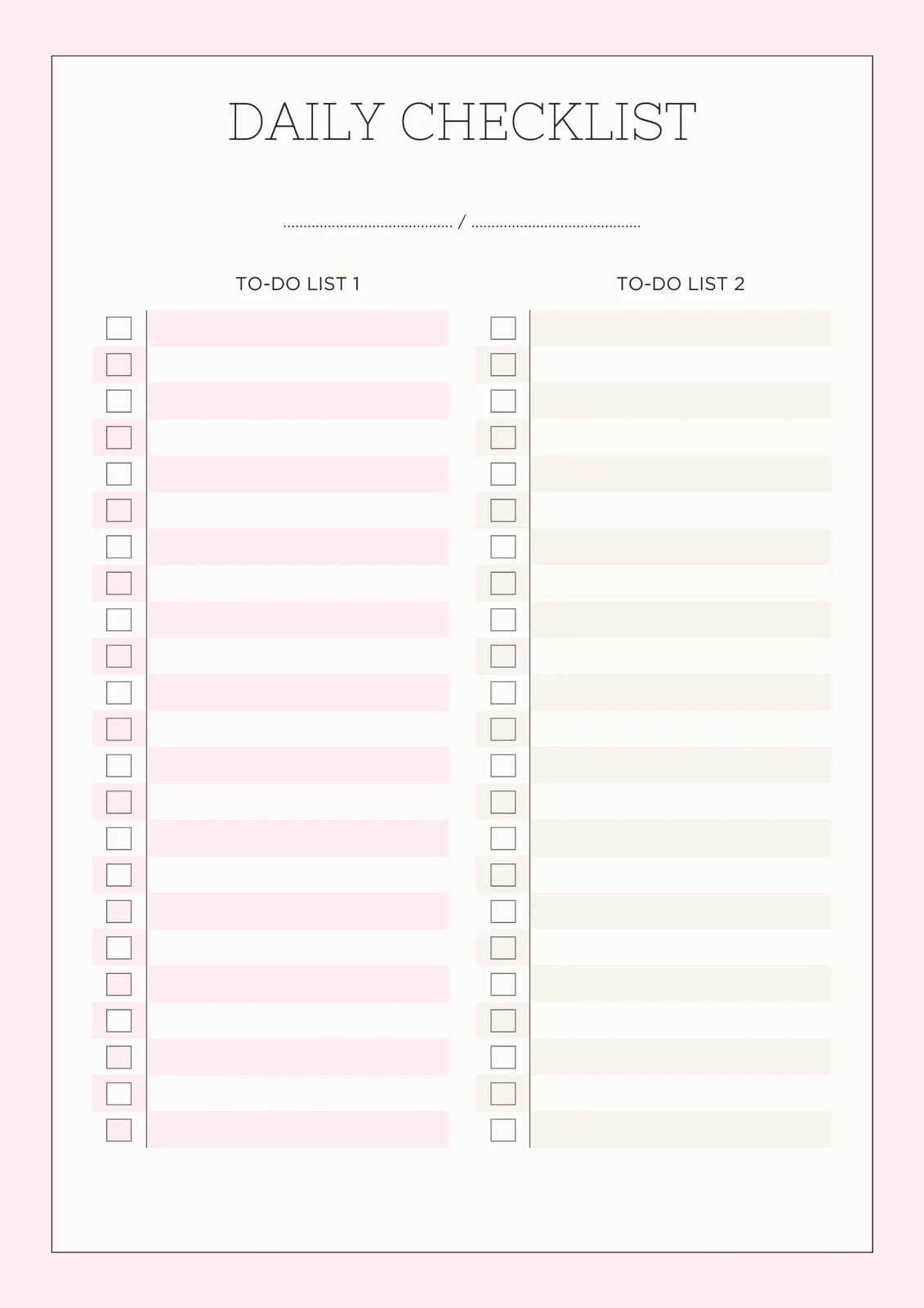Printable Blank Rountine Sheet
