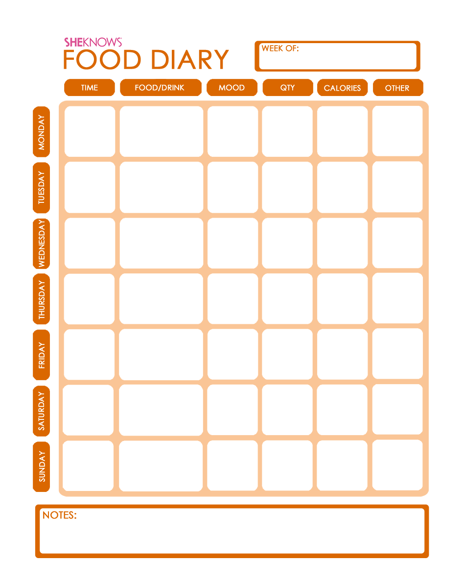 Printable Blank Daily Food Chart