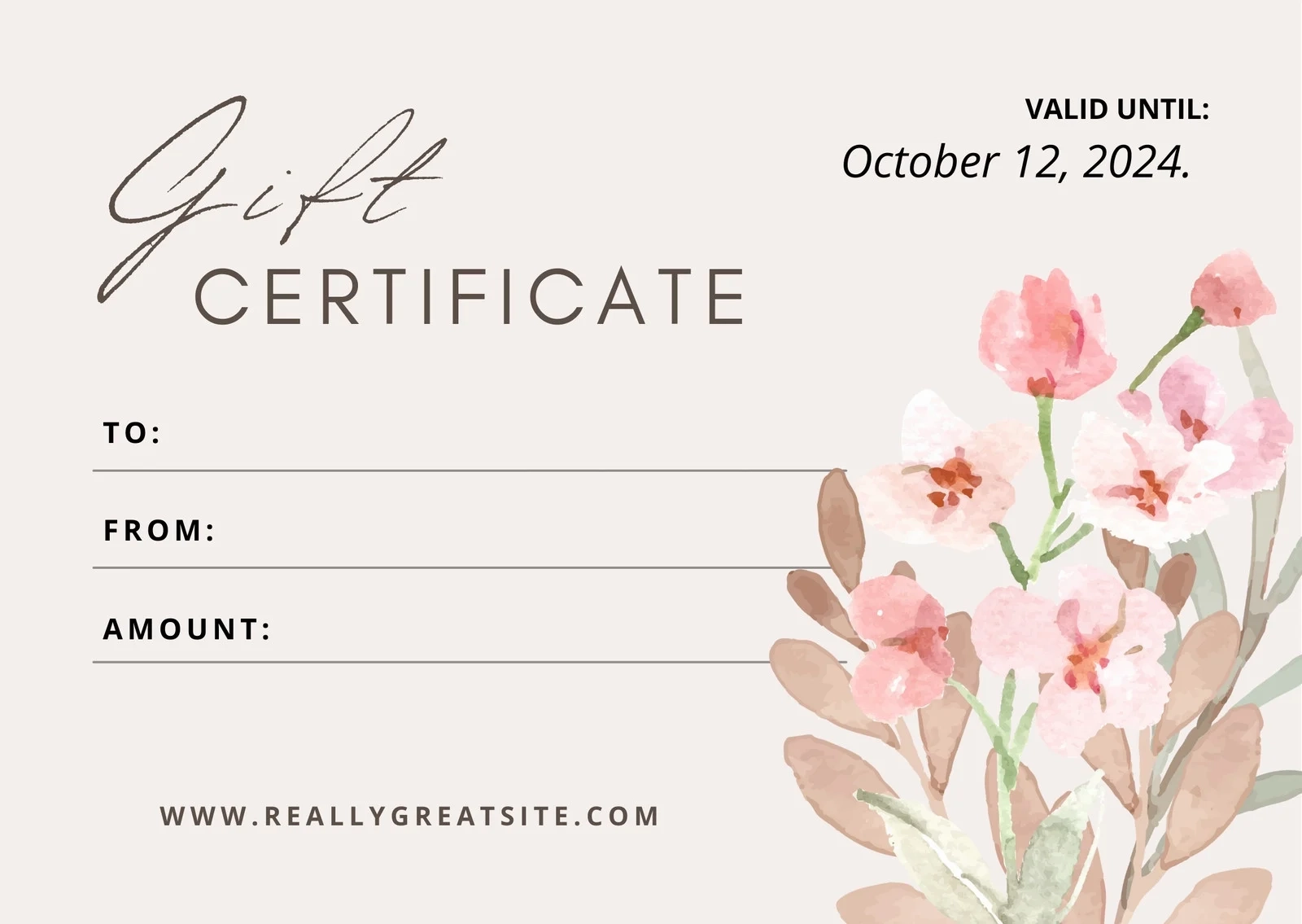 Printable Blank Gift Certificate Template