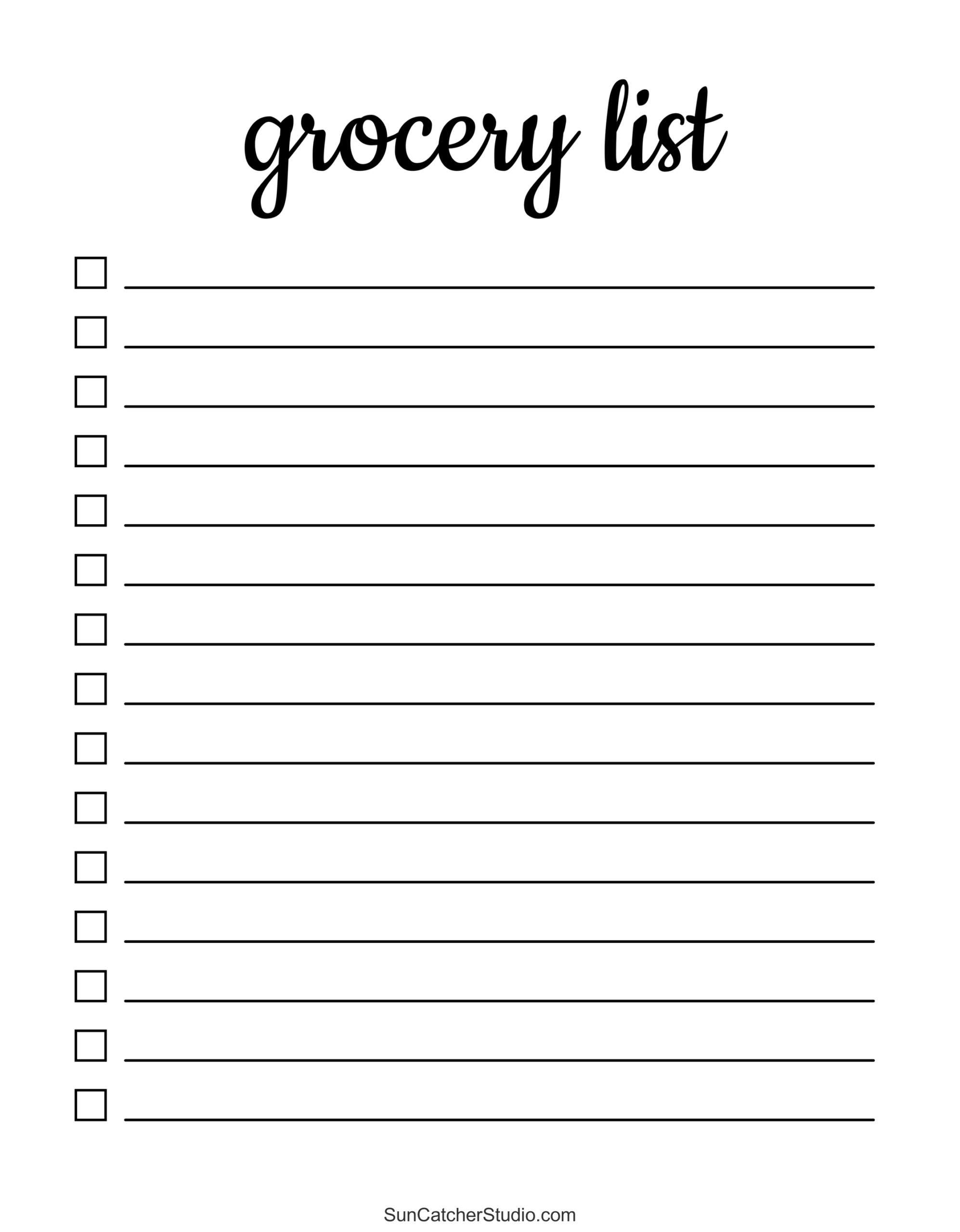 Blank Printable Shopping List