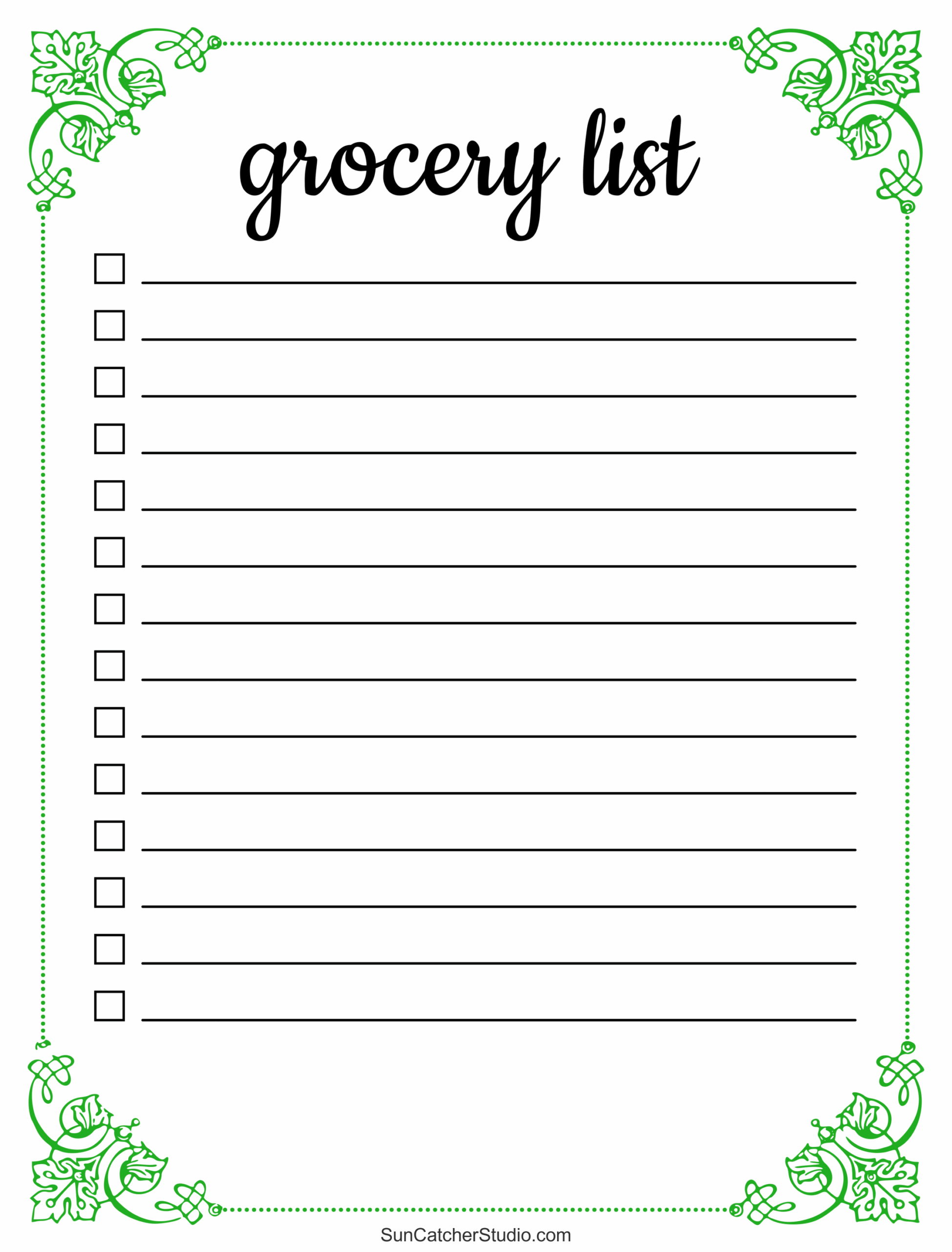 Blank Printable Home Supplies List
