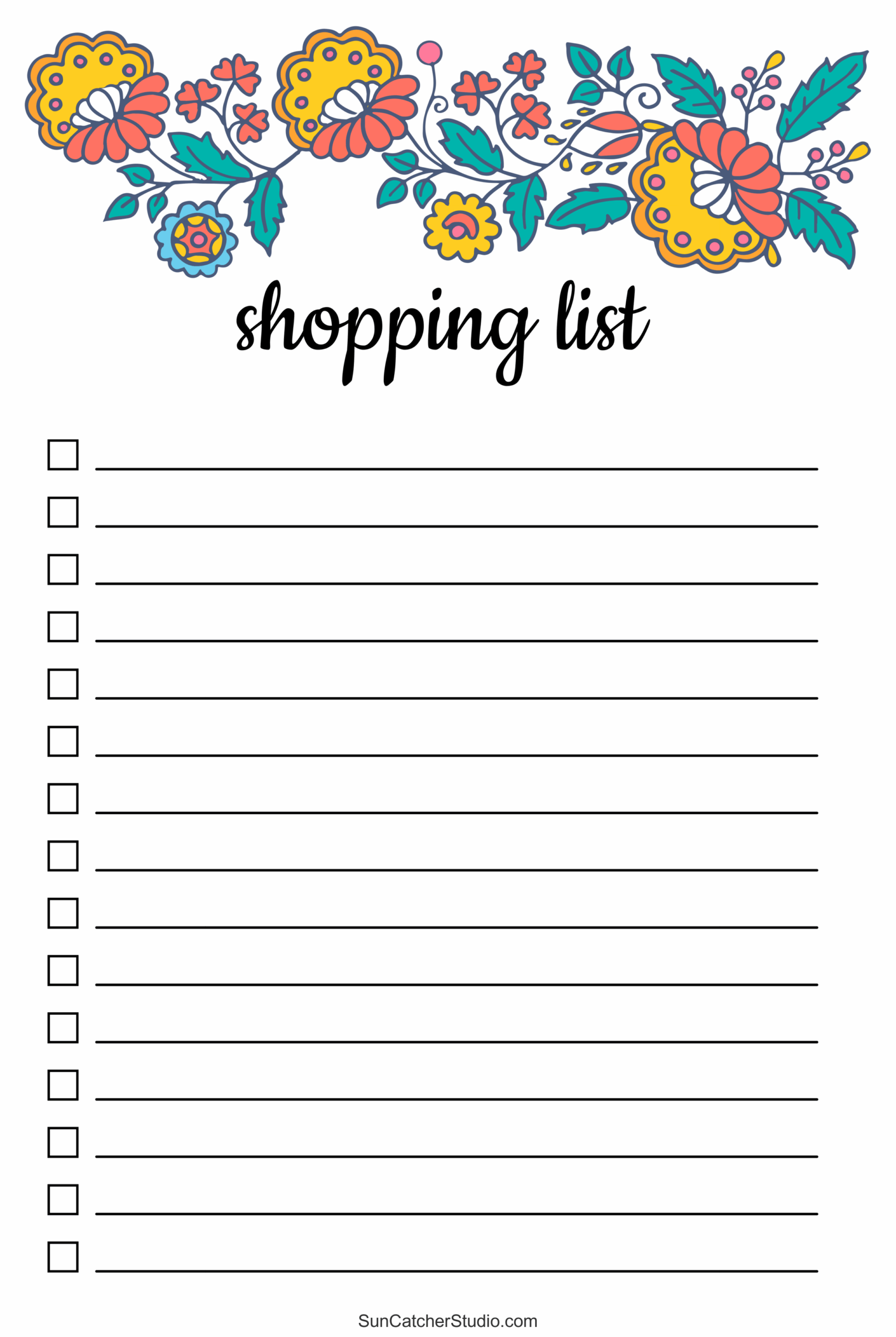 Printable Blank Shopping List