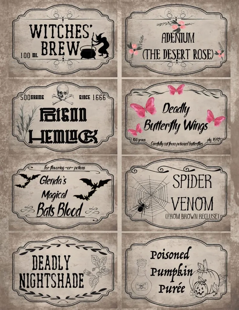 Blank Halloween Food Labels Printable