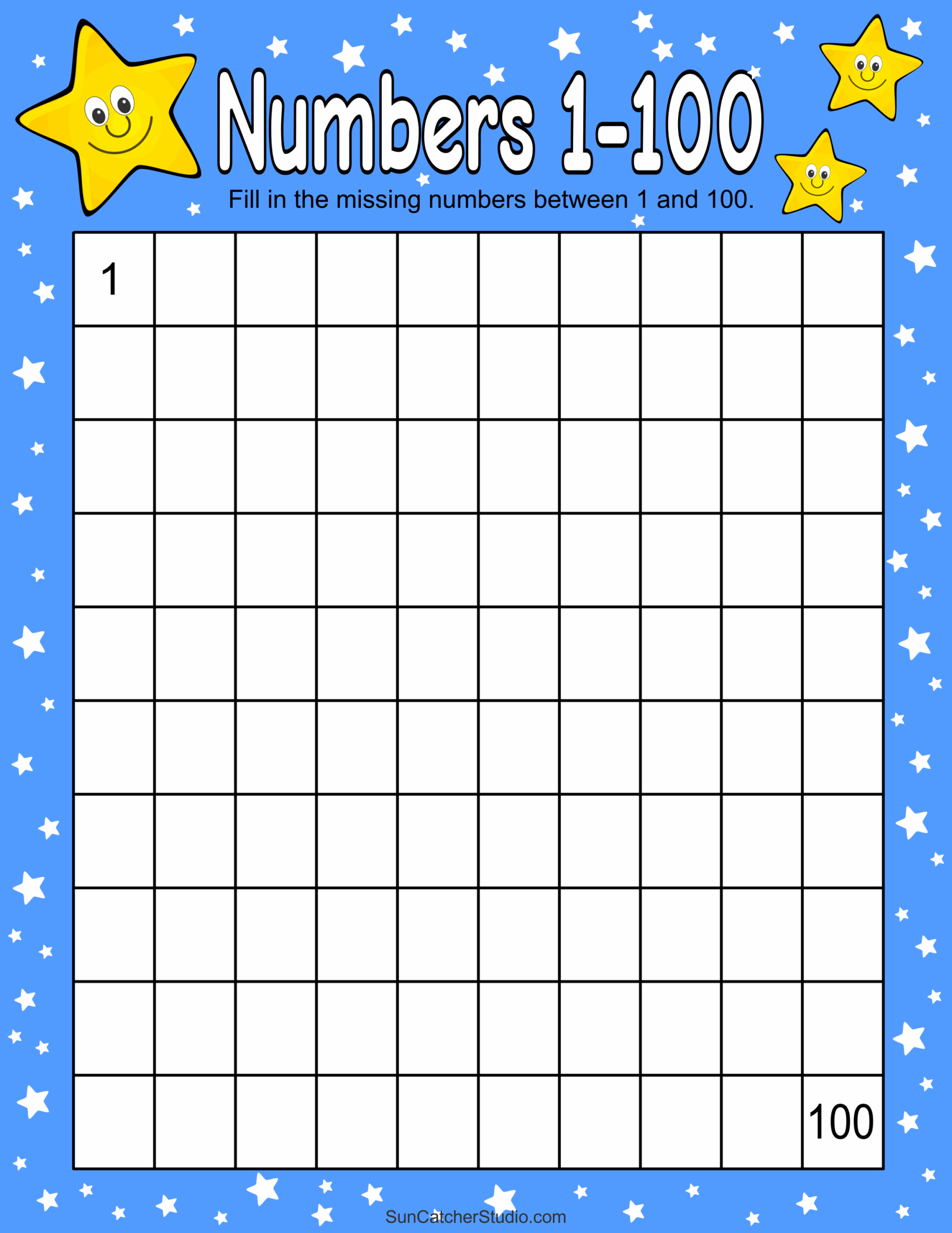 Blank 100 Hundred Chart Printable