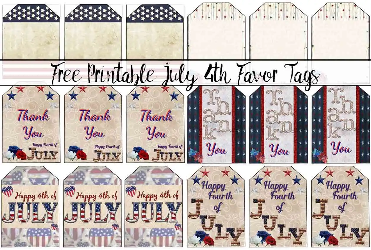 Free Printable July 4th Favor Tags