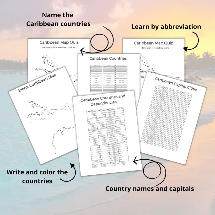 Printable Map Caribbean Blank Worksheet