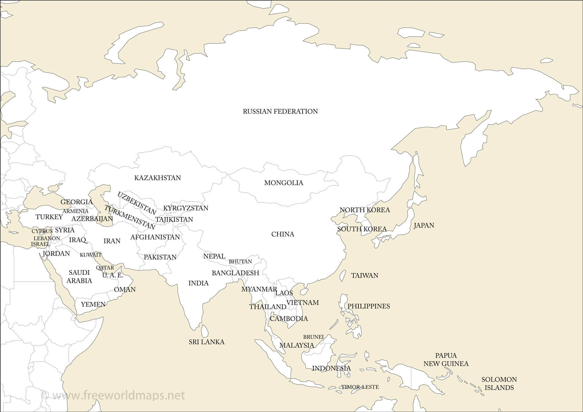 Printable Blank Map Of Asia