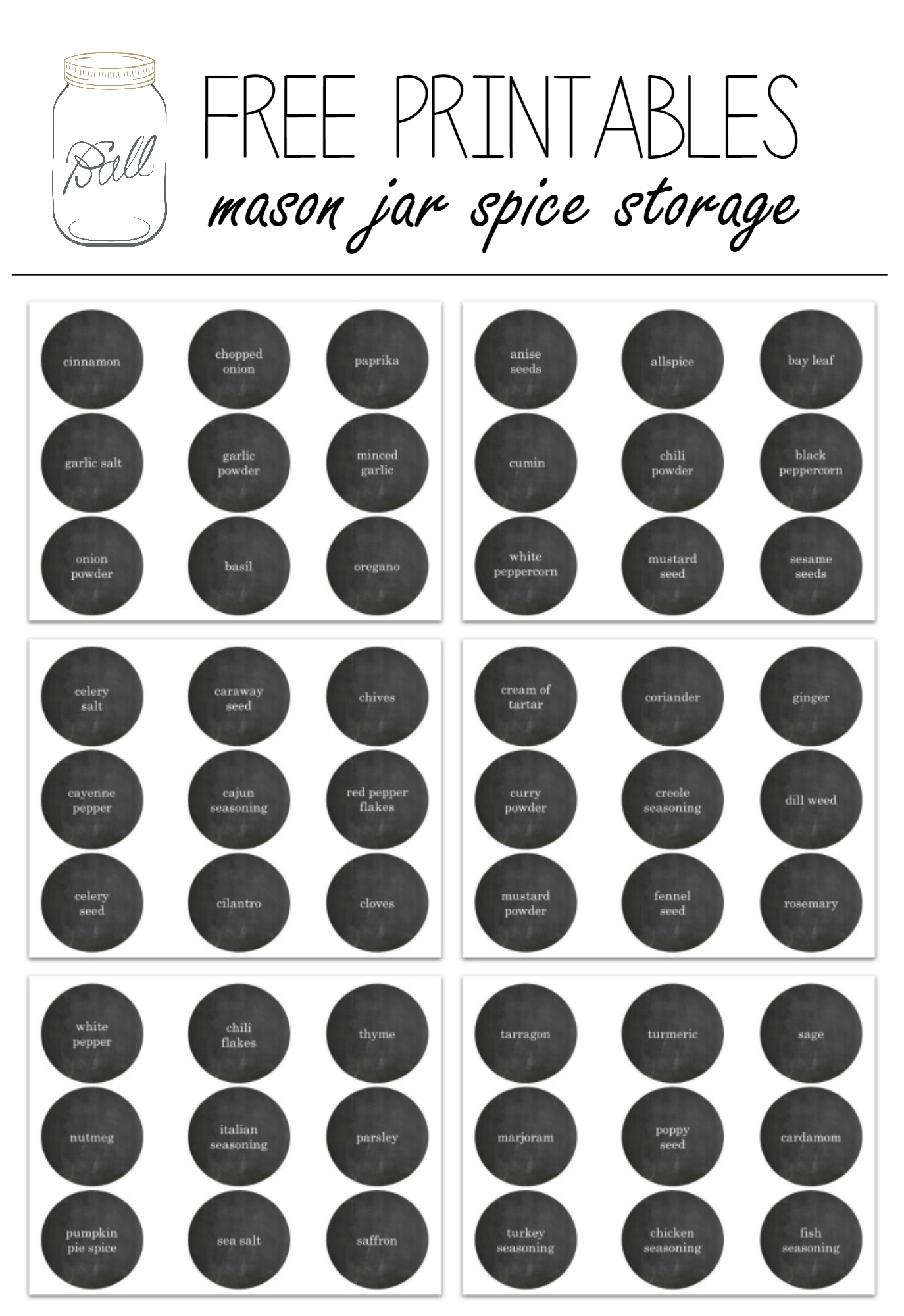 Printable Blank Spice Labels
