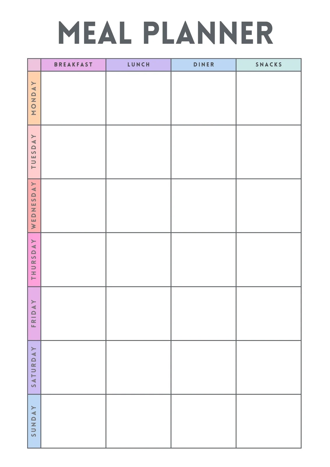 Free Printable Blank Menu Templates