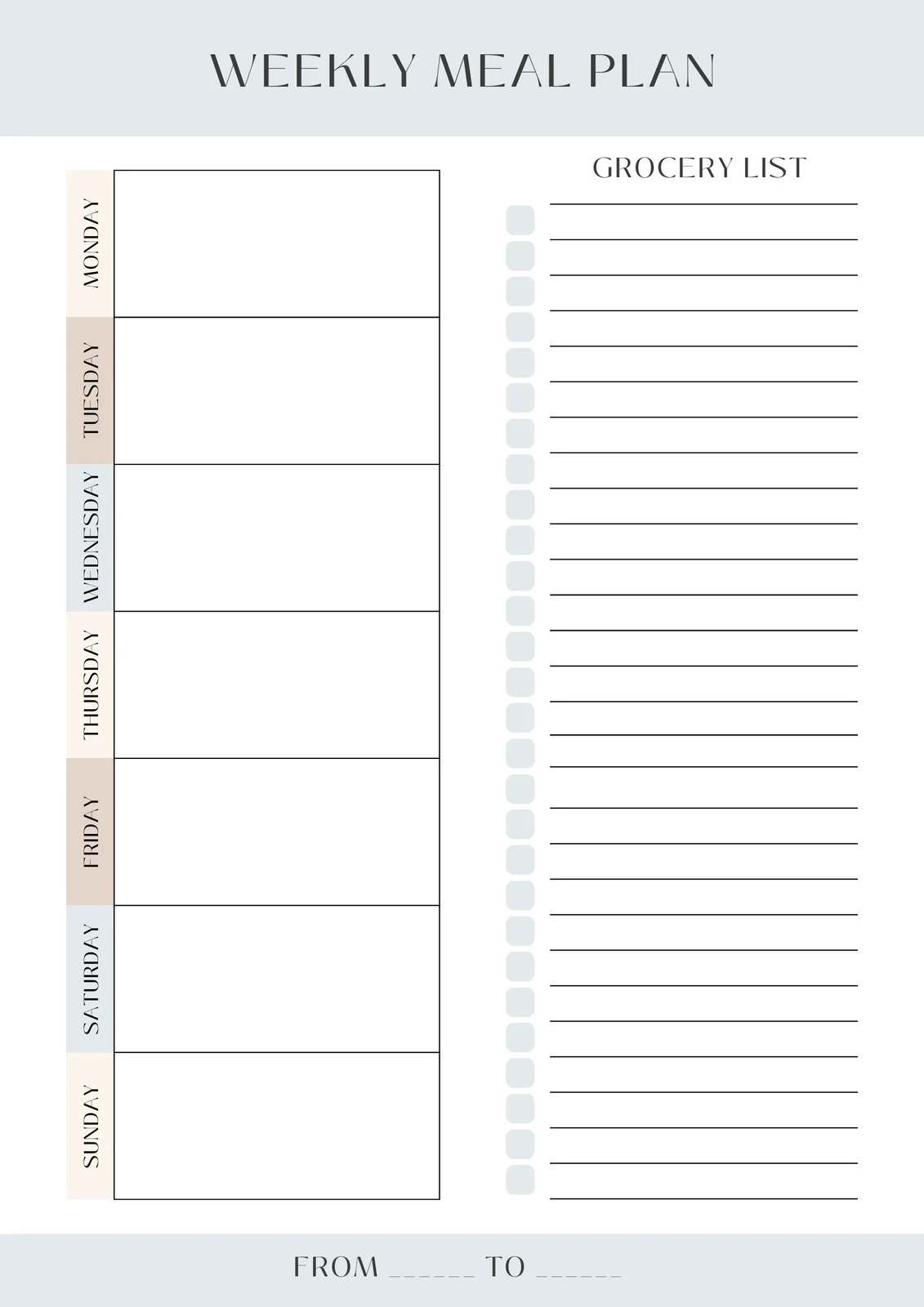 Free Printable Menu Blank