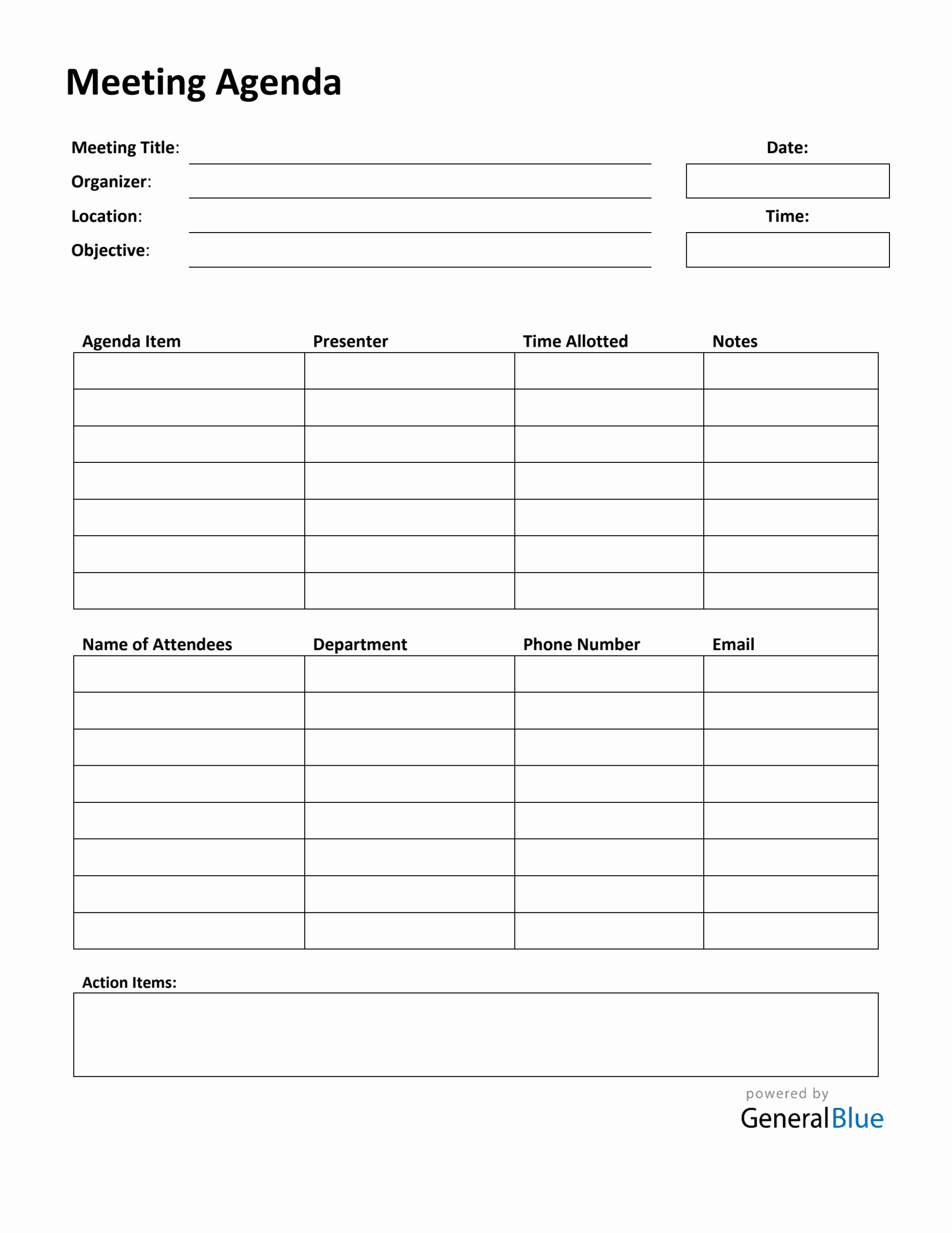 Free Printable Meeting Agenda Template In PDF