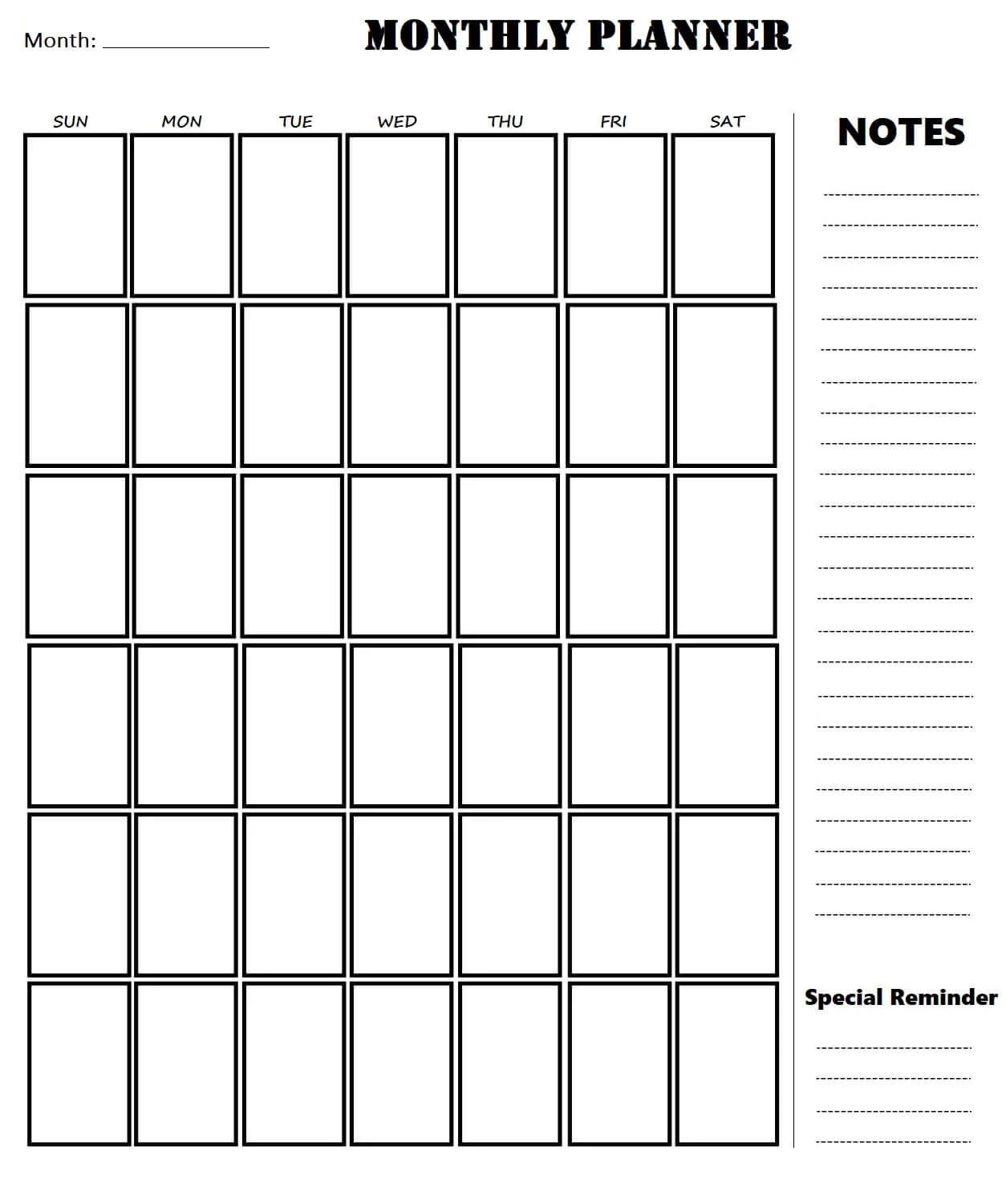 Blank Calendar Template Agenda Printable