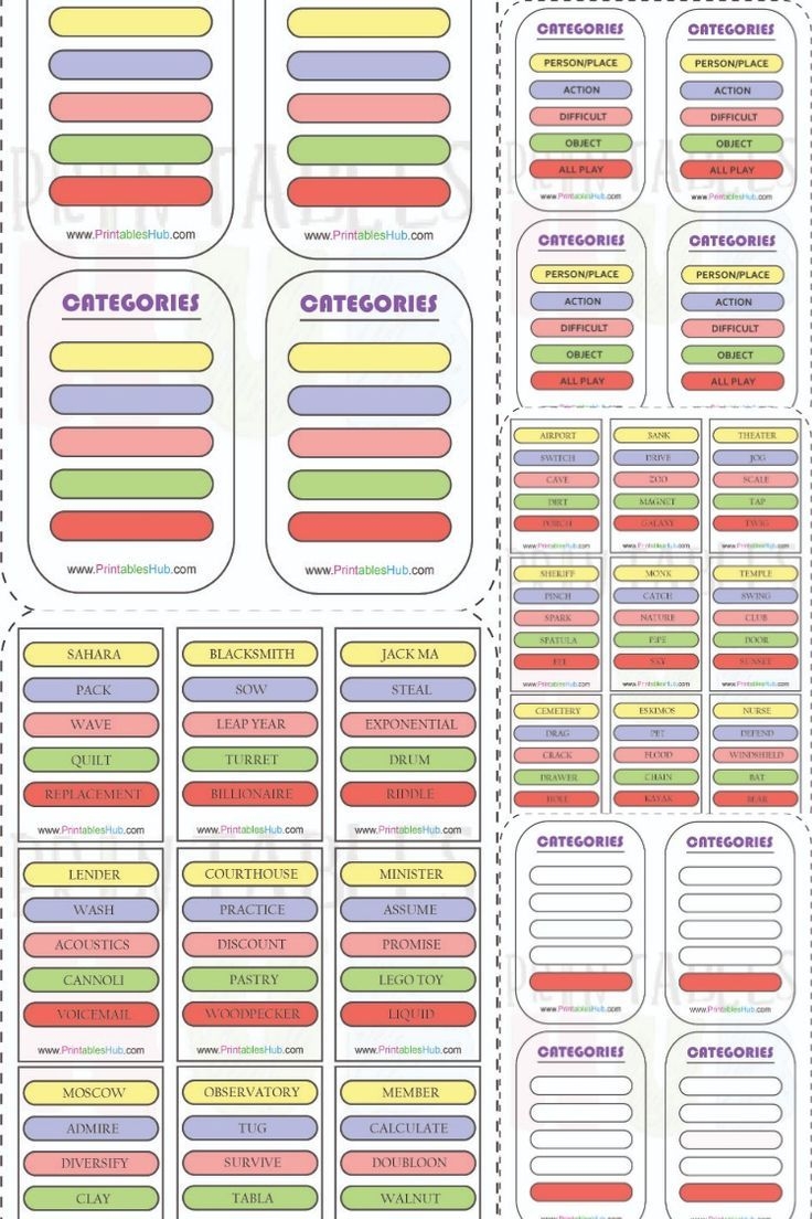 Free Printable Pictionary Words amp Category Cards PDF Included 