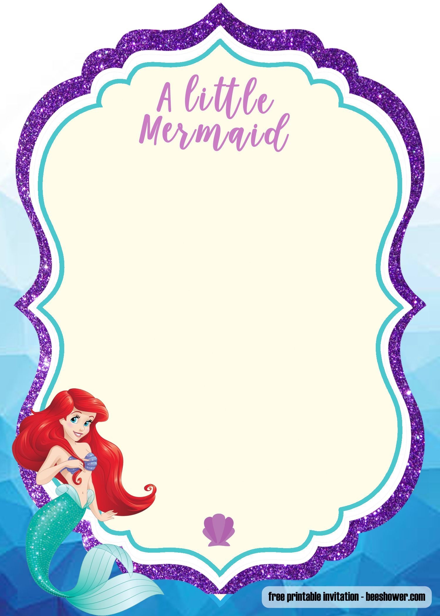 FREE Printable Watercolor Mermaid Birthday Invitation Templates