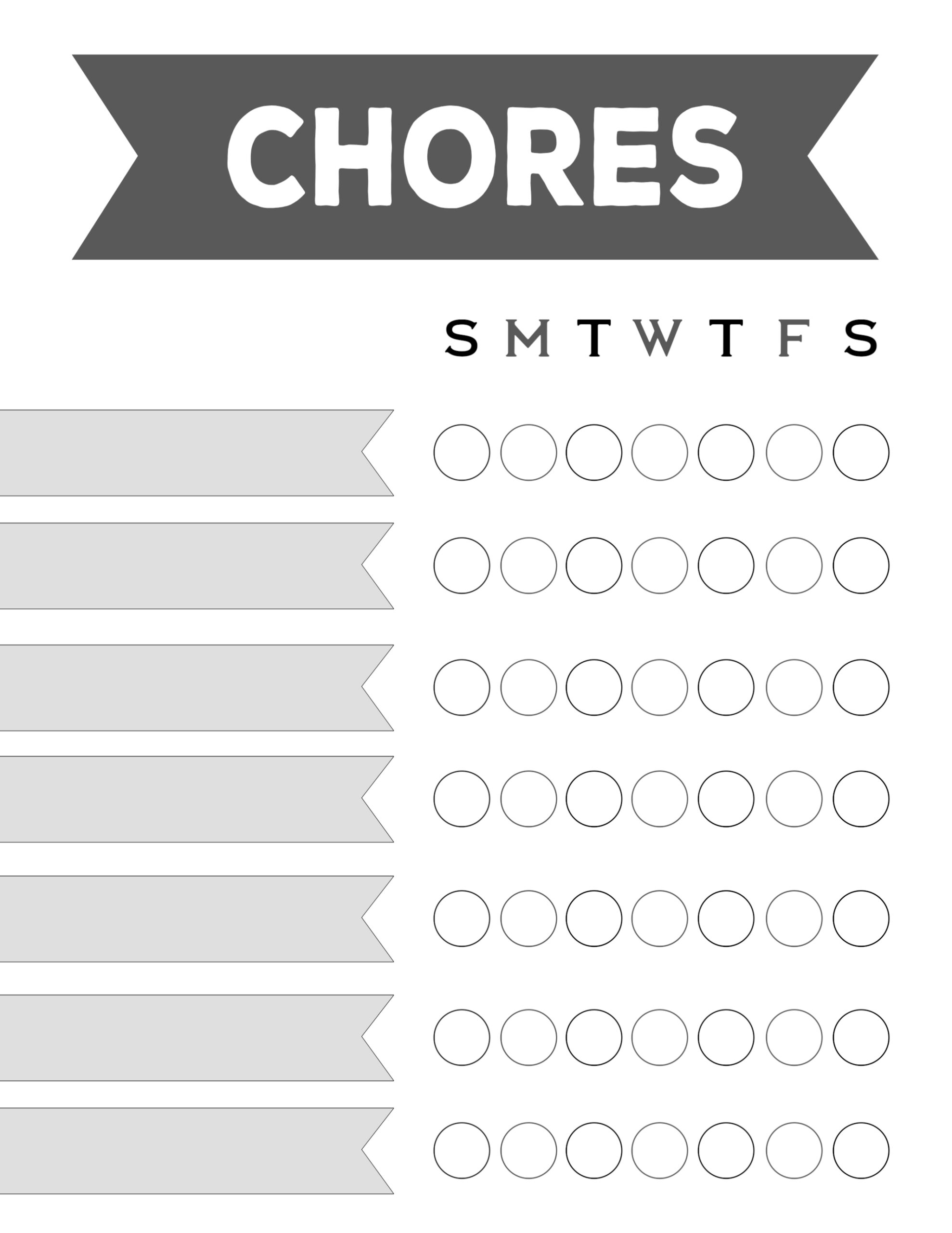 Blank Printable Weekly Chore Charts