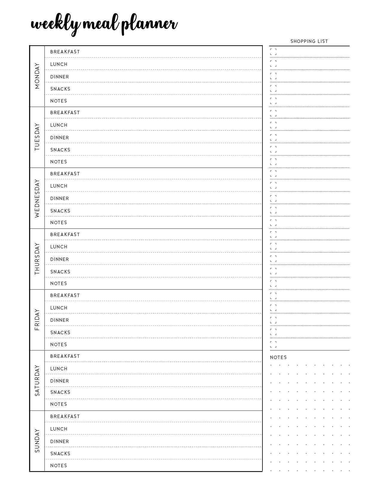 Free Printable Substitution Menu Blank