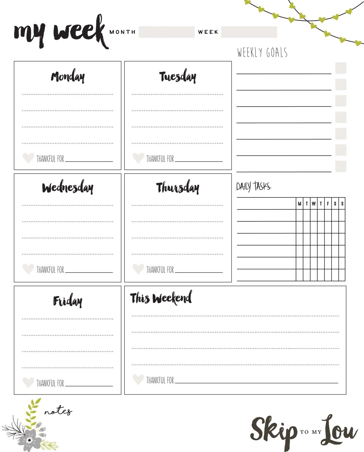 Blank Printable Weekly Planner