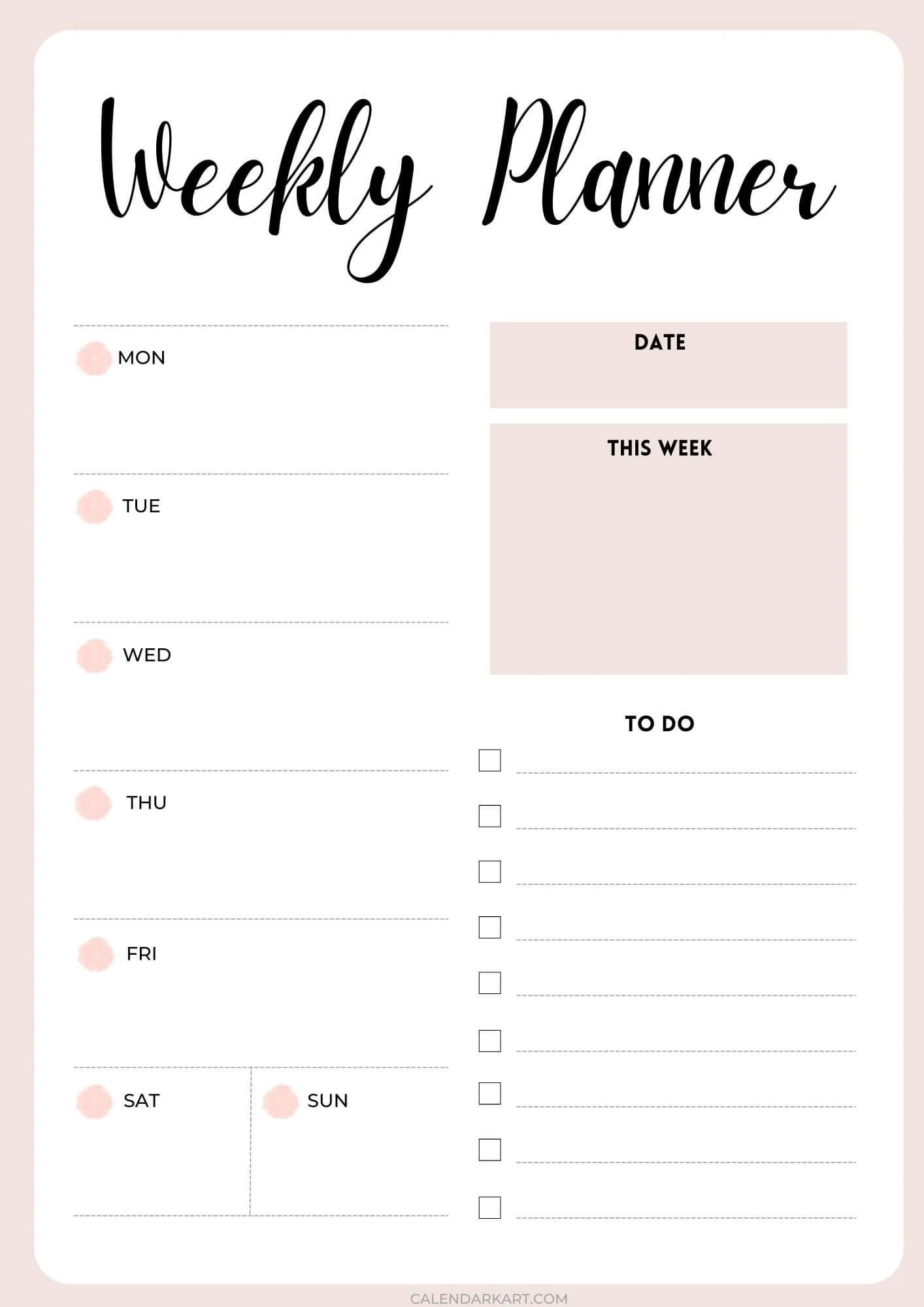 Blank Weekly Agenda Printable