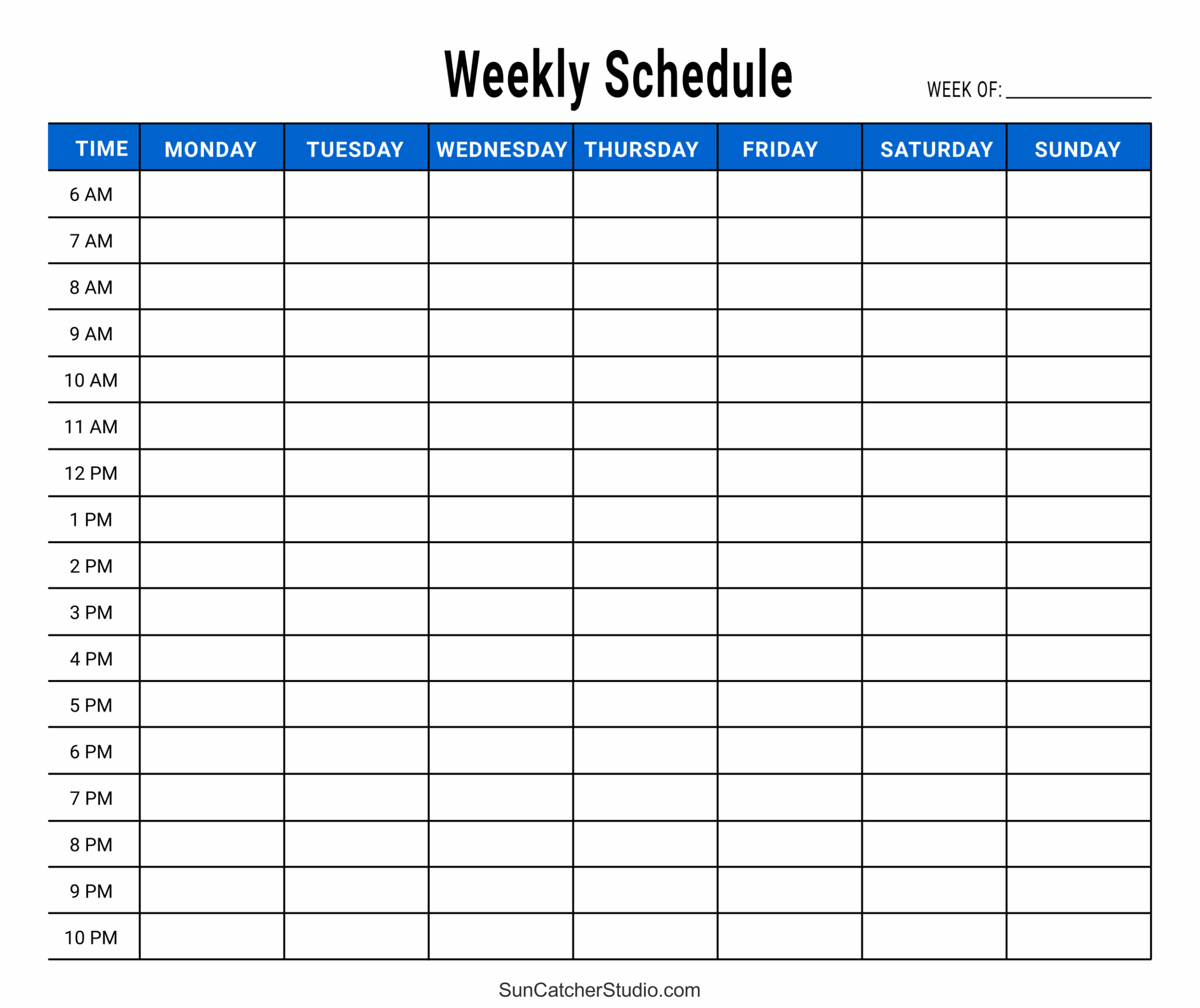 Blank Printable Weekly Schedule