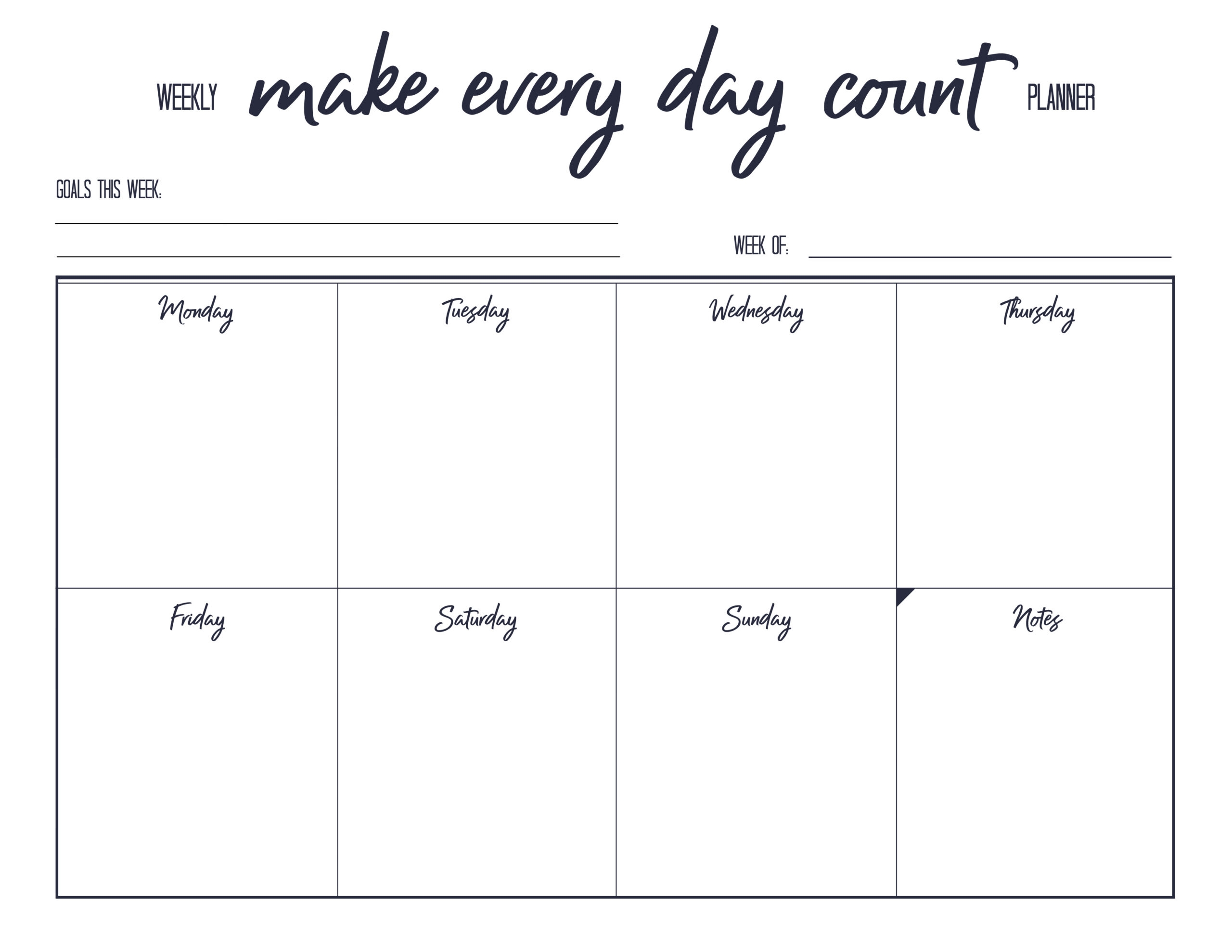 Blank Weekly Planner Printable Free