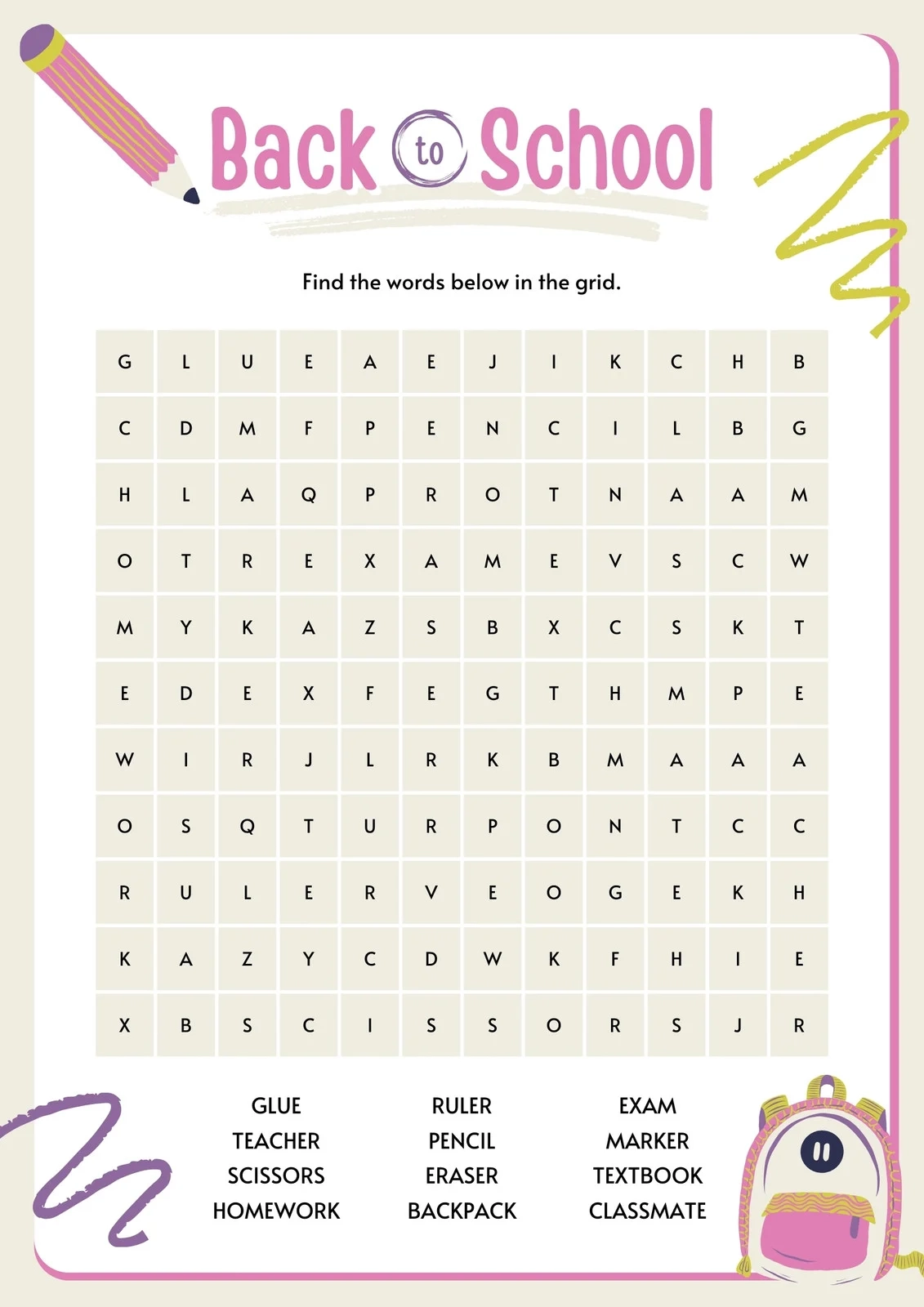 Free Printable Word Search Worksheet Templates Canva